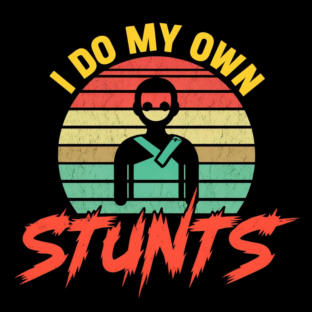 Retro I Do My Own Stunts Graphic Design T-Shirt