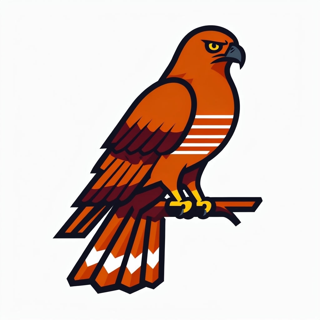 Bold Vector Hawk Perched on Branch Minimalist Sticker