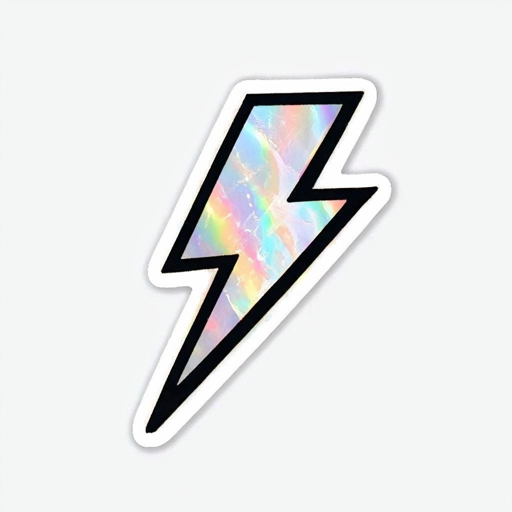 Iridescent Pastel Lightning Bolt Symbol Illustration Sticker