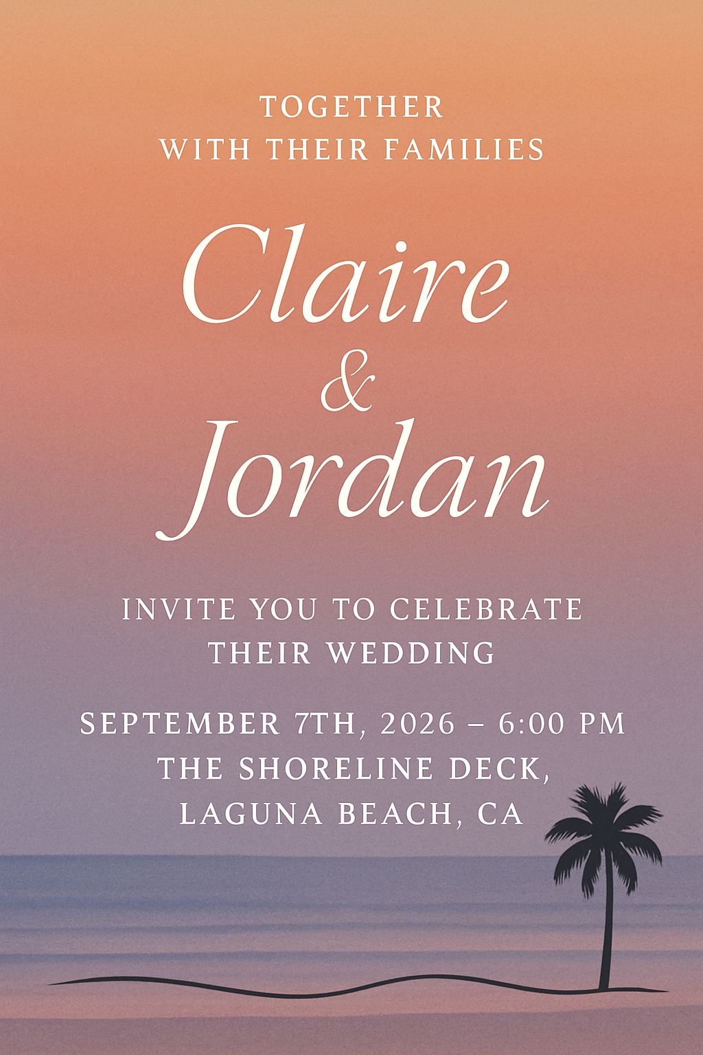 Elegant Minimalist Wedding Invitation with Tropical Vibes Card