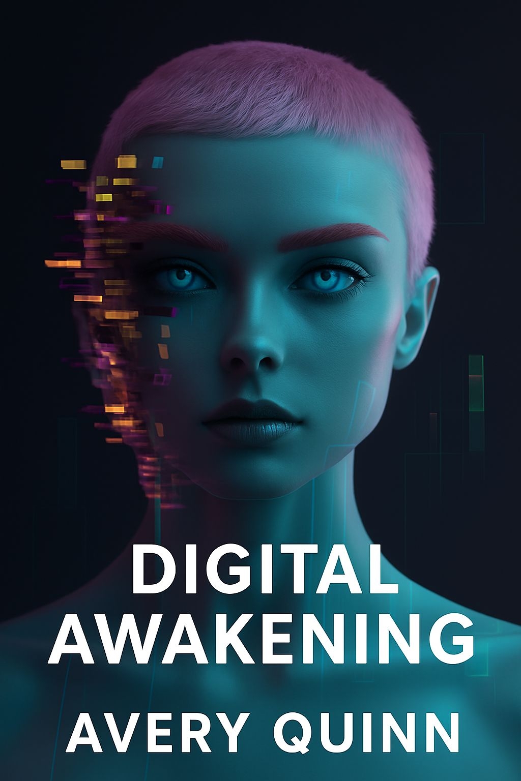 Futuristic Close-Up Portrait for Digital Awakening EBook Cover