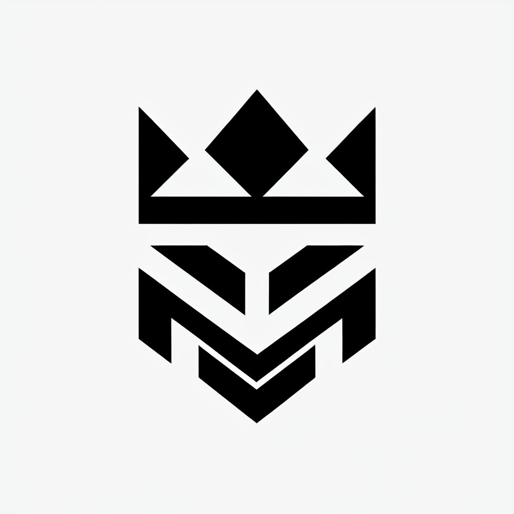 Minimalist Black Geometric Crown Face Logo Design