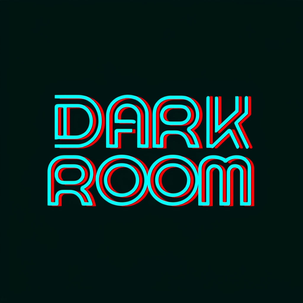 Neon 'DARK ROOM' Modern Digital Logo Design on Black Background