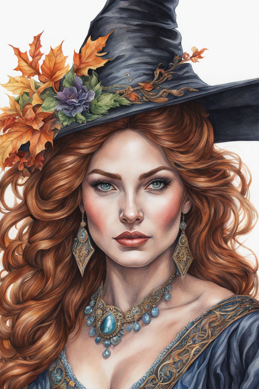 Half body of Colored pencil drawing of a witch by Ella - Playground