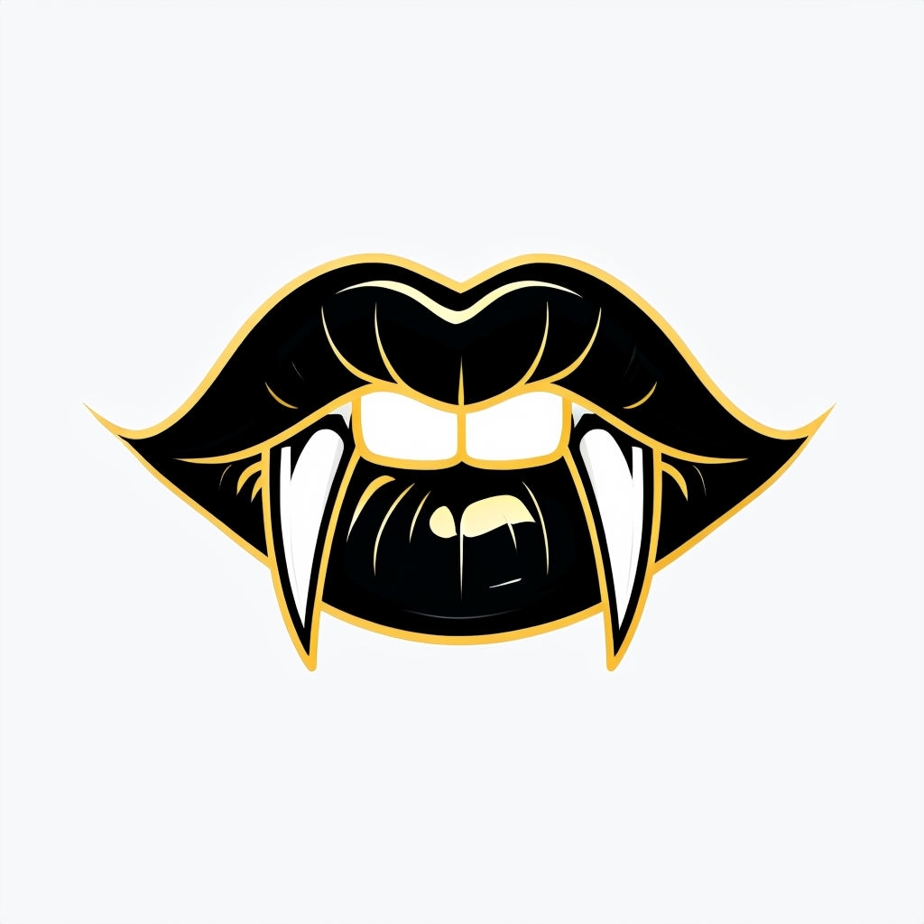 Gothic Vampire Lips Icon with Gold Highlights Sticker