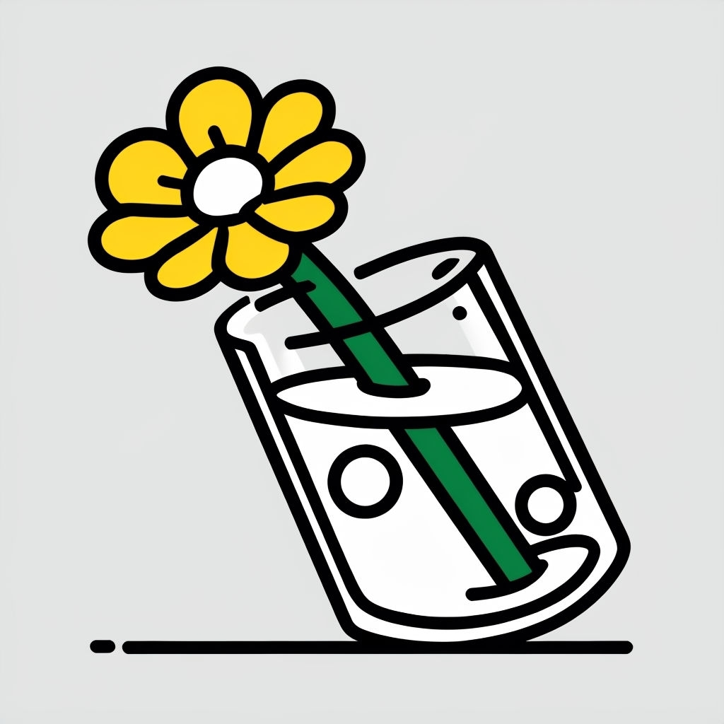 Whimsical Cartoon Yellow Flower in Glass Illustration T-Shirt