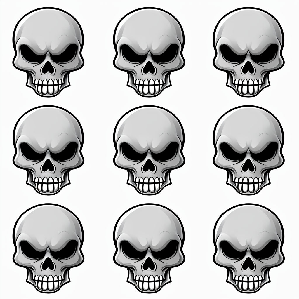 Cartoon Skull Heads Seamless Pattern Design for Spooky Themes