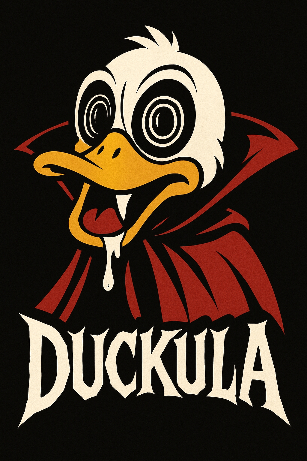 Cartoon Vampire Duck with Gothic DUCKULA Text T-Shirt
