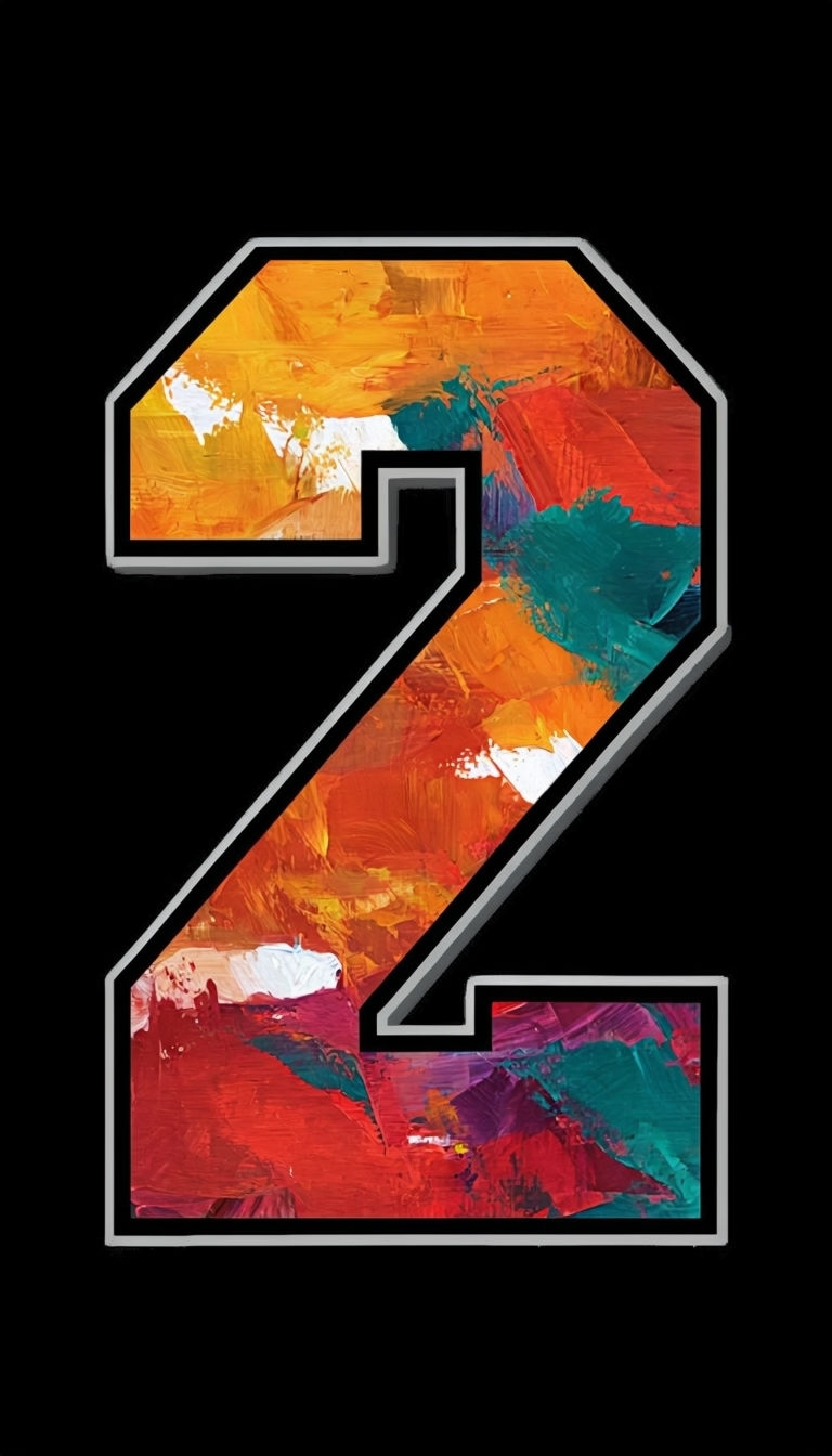 Vibrant Abstract Number 2 Artwork on Black T-Shirt