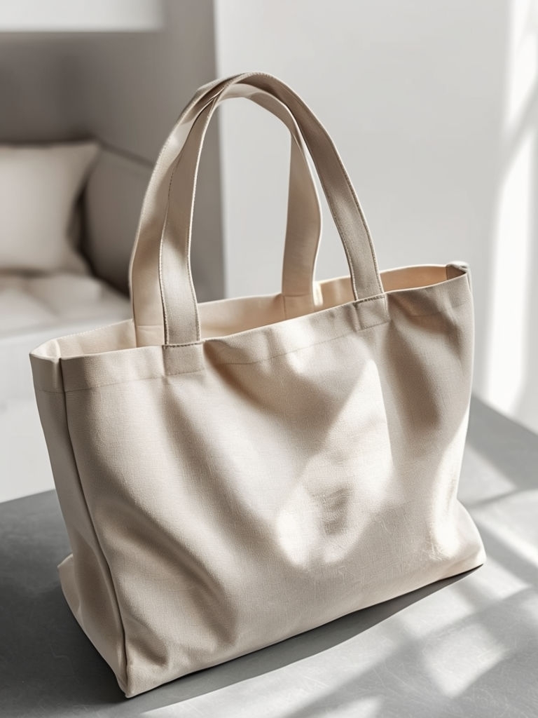 Elegant Beige Modern Tote Bag Mockup