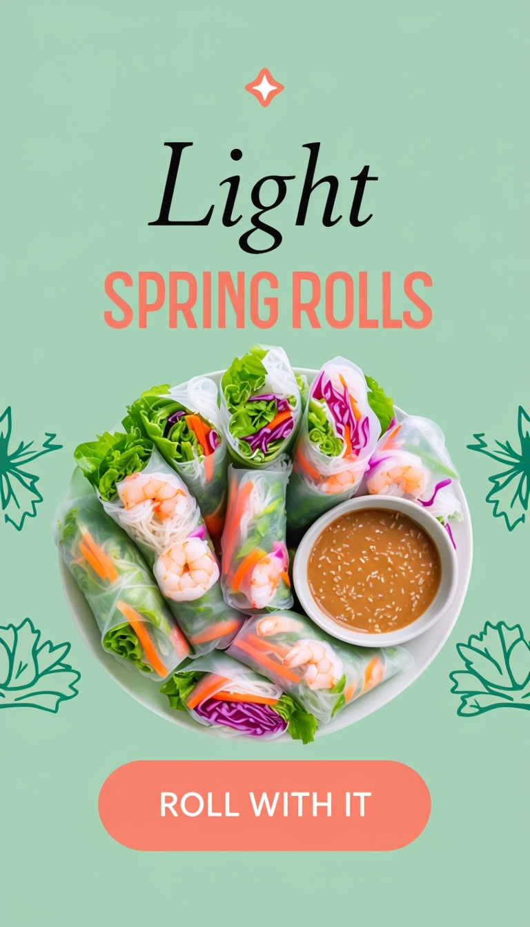 Vibrant Spring Rolls Platter with Peanut Sauce Ad