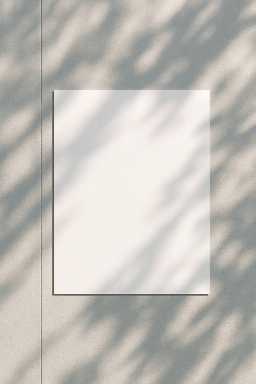 Minimalist Off-White Panel on Light Gray Wall Photograph Mockup