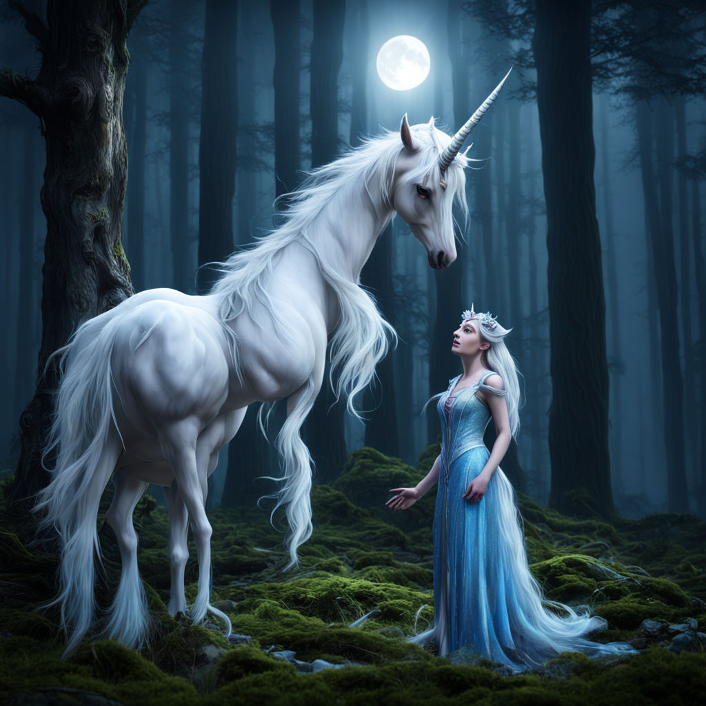 Luna and the sprite entranced by a majestic unicorn by valluri manish ...