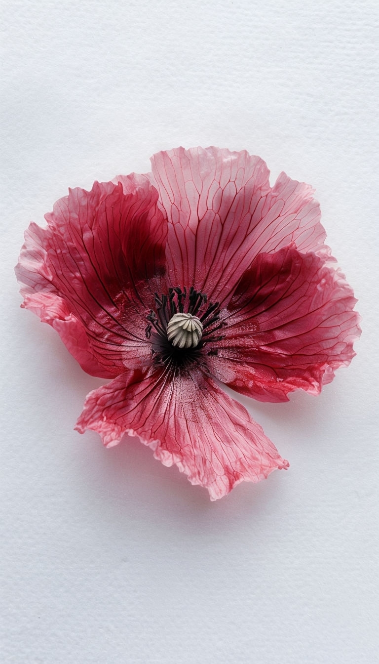 Elegant Deep Crimson Poppy Petal Imprint Art Mobile Wallpaper