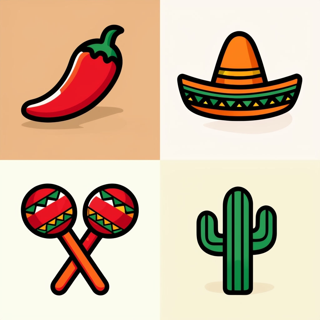 Vibrant Mexican-Themed Cartoon Seamless Pattern Design