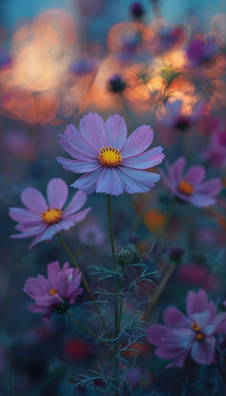 Beautiful Close-Up Cosmos Flower with Dreamy Background Mobile Wallpaper
