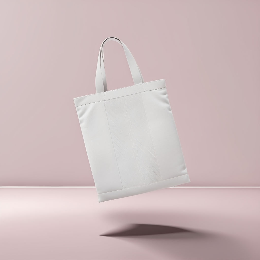 Minimalist White Tote Bag Mockup on Light Pink Background Mockup