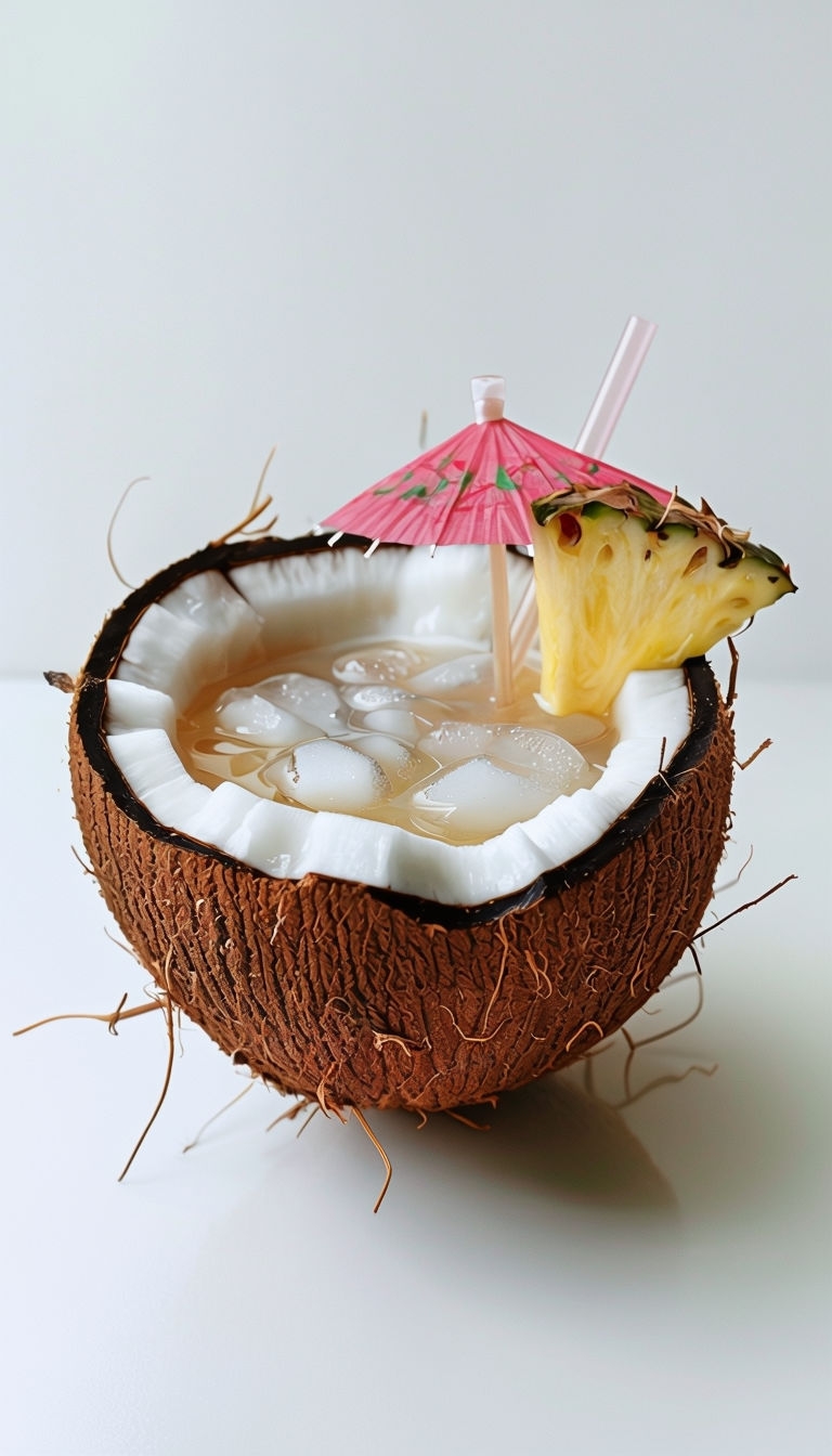 Tropical Coconut Drink Close-Up Photography Mobile Wallpaper