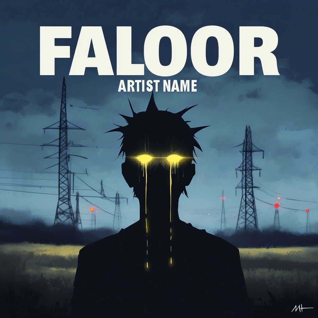 Eerie Silhouette with Yellow Eyes in Dark Nocturnal Landscape Spotify Album Cover