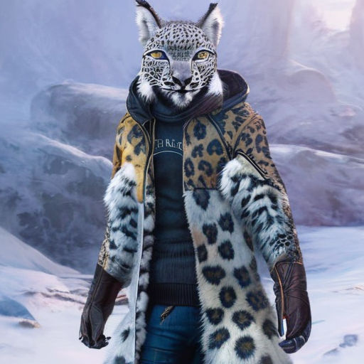 Fursona snow leopard hybrid lynx hybrid furry by Katsuka Scarf - Playground