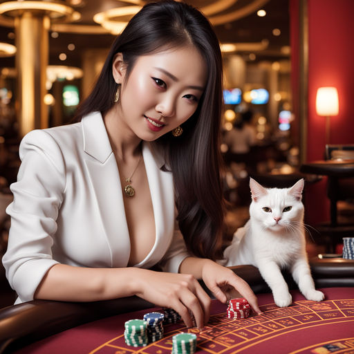 create me asian cat women play casino and text above 'PASTI GACOR'