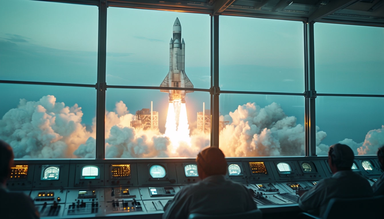 Control Room View of a Launching Spacecraft Virtual Background