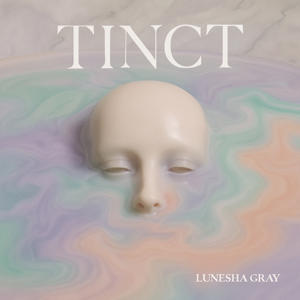 Surrealistic Mannequin Head with Pastel Liquid Art Spotify Album Cover