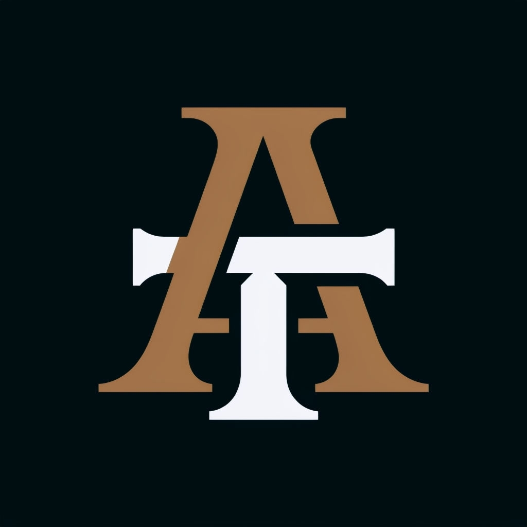 Elegant Interwoven AT Logo on Black Background Monogram