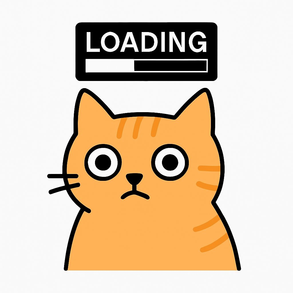 Surprised Orange Cat Loading Icon Minimalist Sticker
