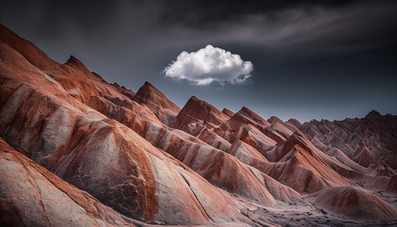 Dramatic Eroded Rock Formations Under Stormy Sky Virtual Background
