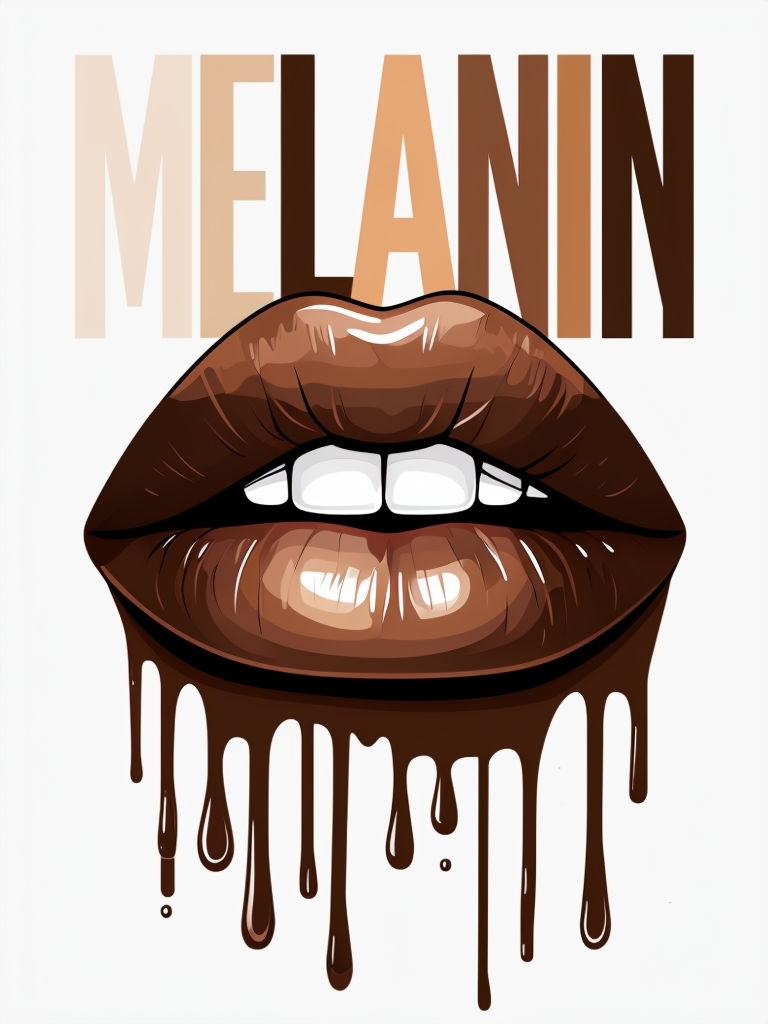 Bold Melanin Gradient Lips Design for Artistic T-Shirt