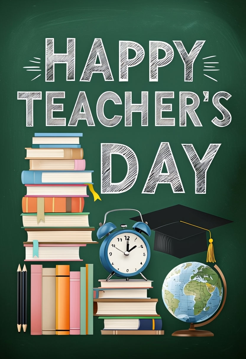 Happy Teacher's Day Festive Educational Poster