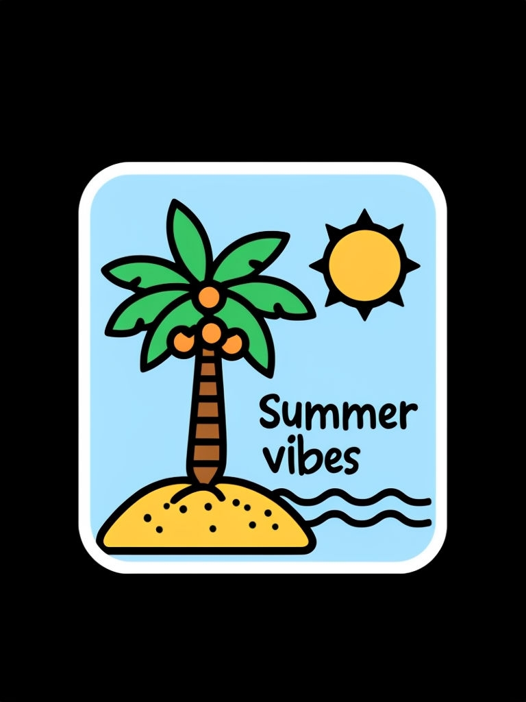 Playful Summer Vibes Palm Tree Beach Illustration T-Shirt