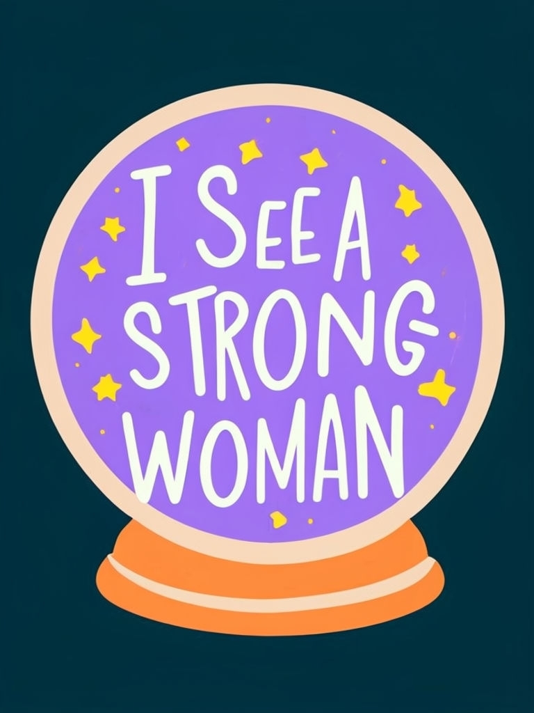 Empowering Crystal Ball with 'I See a Strong Woman' Sticker