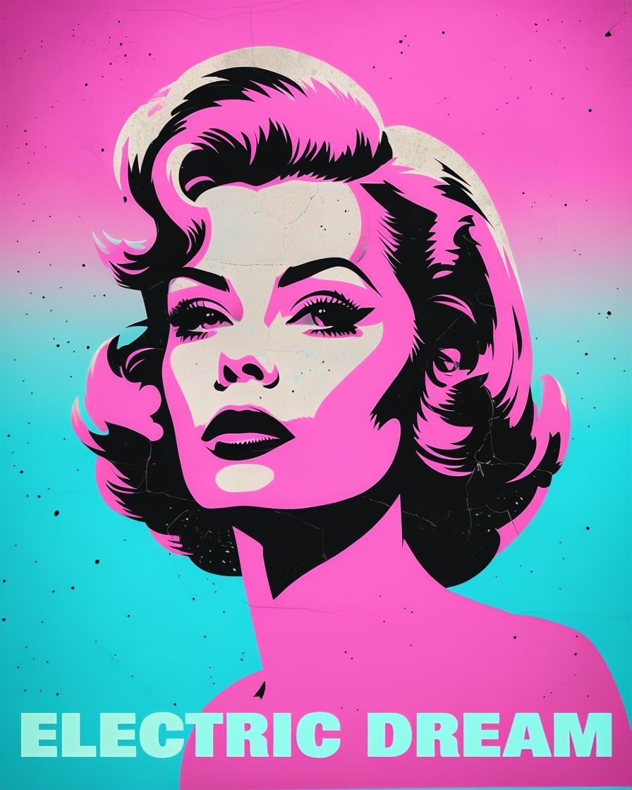 Electric Dream Modern Portrait in Vibrant Neon Colors T-Shirt