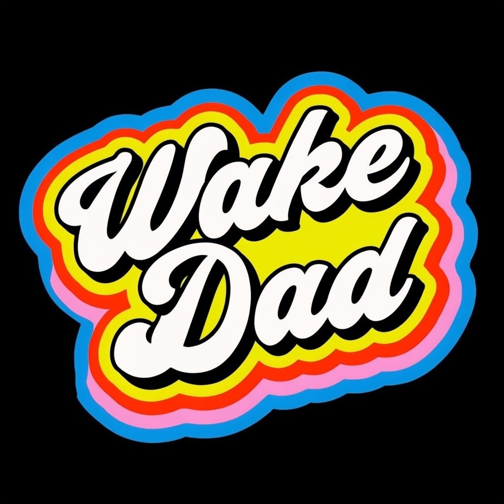 Vibrant Retro Wake Dad Graphic Design T-Shirt