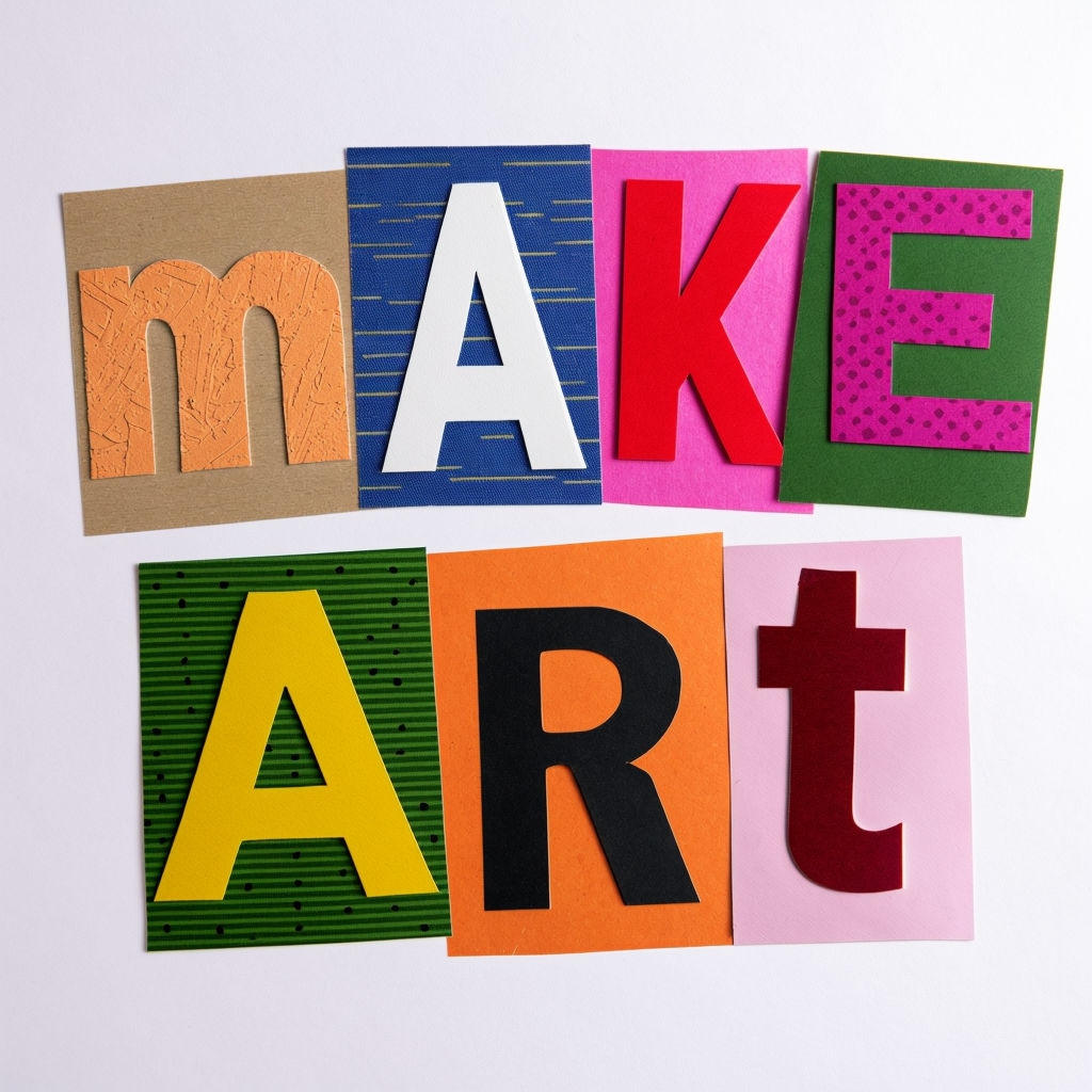 Colorful MAKE ART Collage Design T-Shirt