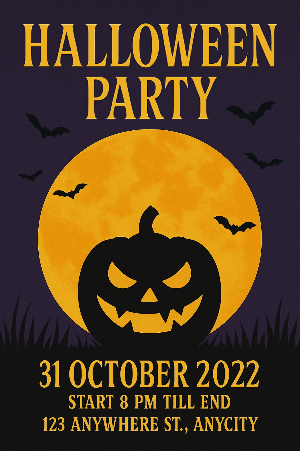 Spooky Halloween Party Invitation with Jack-O'-Lantern Theme Card