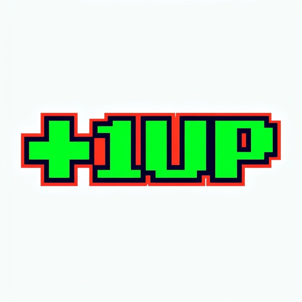 Bold Retro Pixel Art +1UP Design Sticker