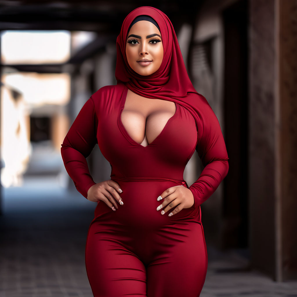 curvy ebony mature hijab woman open big breast