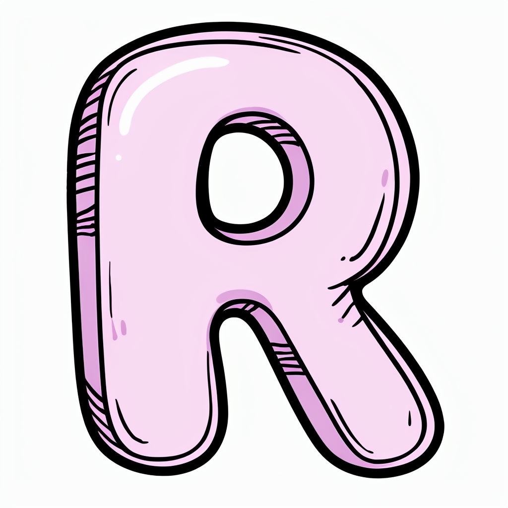 Playful Cartoon Uppercase Letter R Illustration Monogram