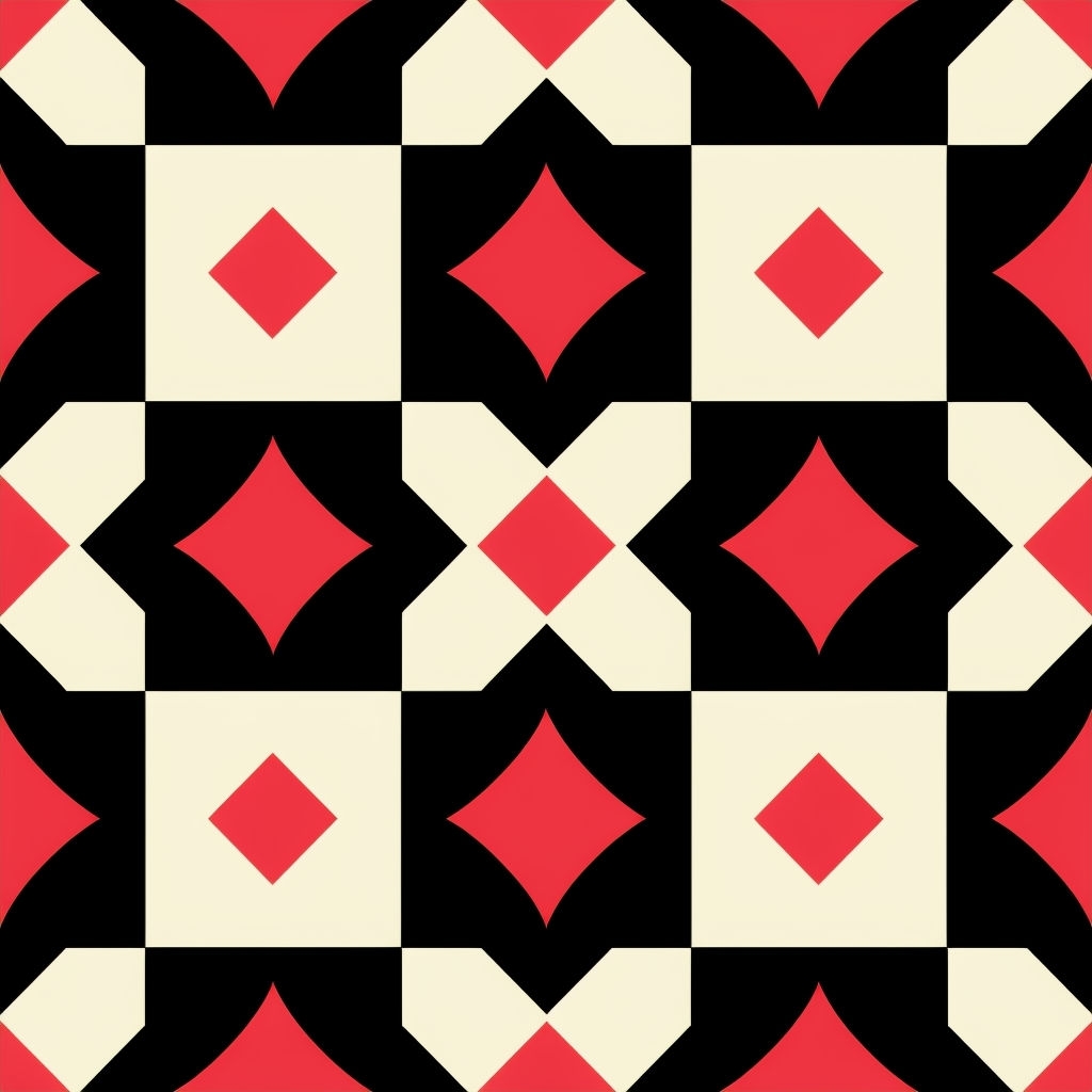 Modern Geometric Red Cream and Black Pattern Design Seamless Pattern