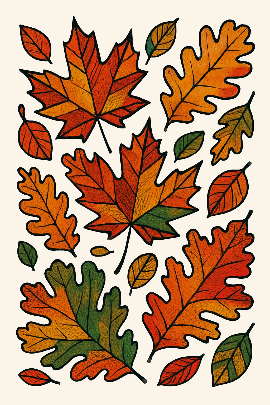 Vibrant Autumn Leaves Hand-Drawn Illustration Phone Case Cover