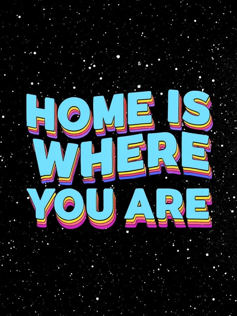 Home Is Where You Are Colorful 3D Text Art Poster