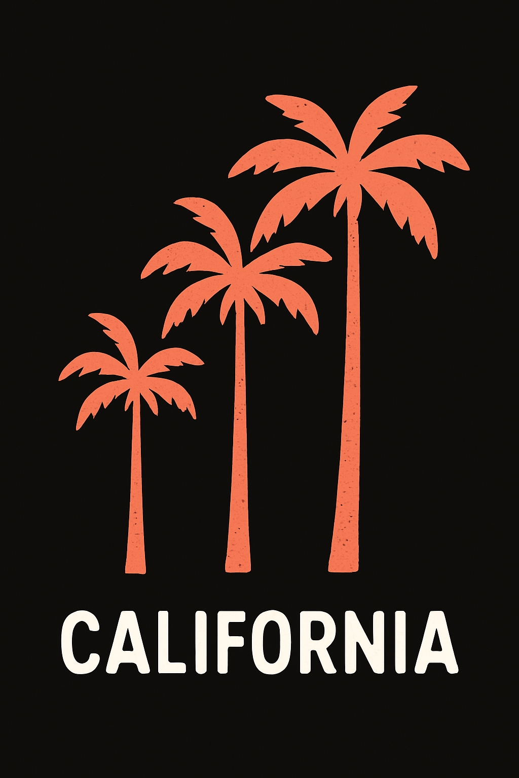 Coral Palm Trees with California Text in Minimalist Design Poster