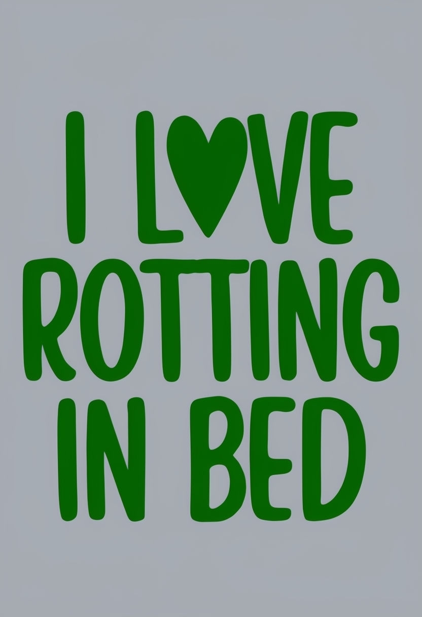 I Love Rotting in Bed Handwritten Typography Poster
