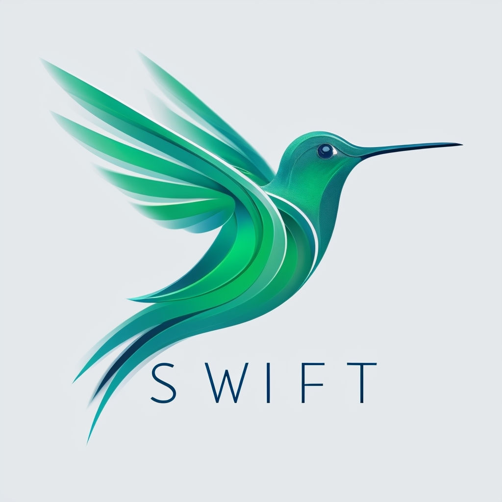 Modern Abstract Hummingbird Logo with Gradient Teal and Emerald Green