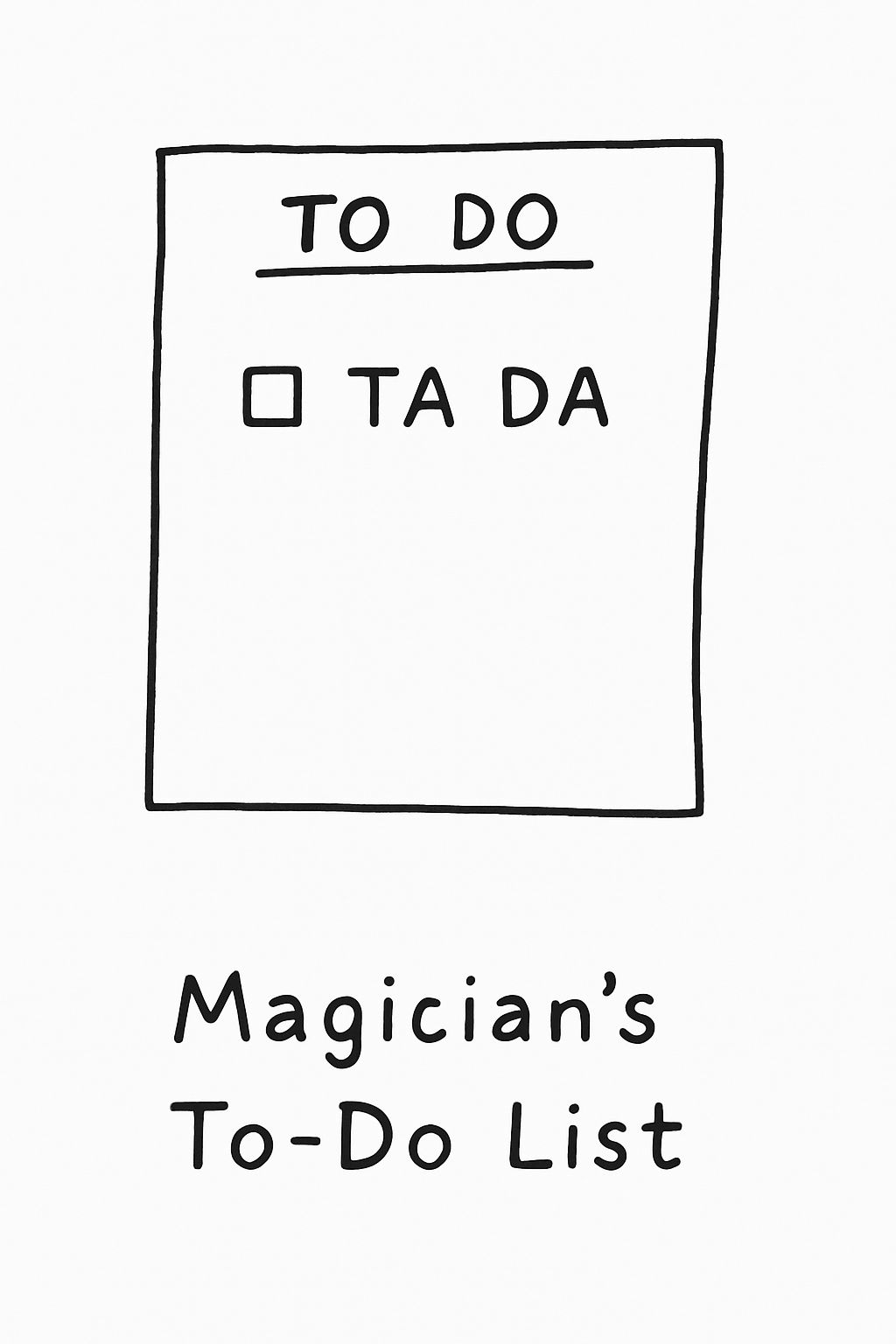 Whimsical Magician's To-Do List Cartoon Illustration Sticker