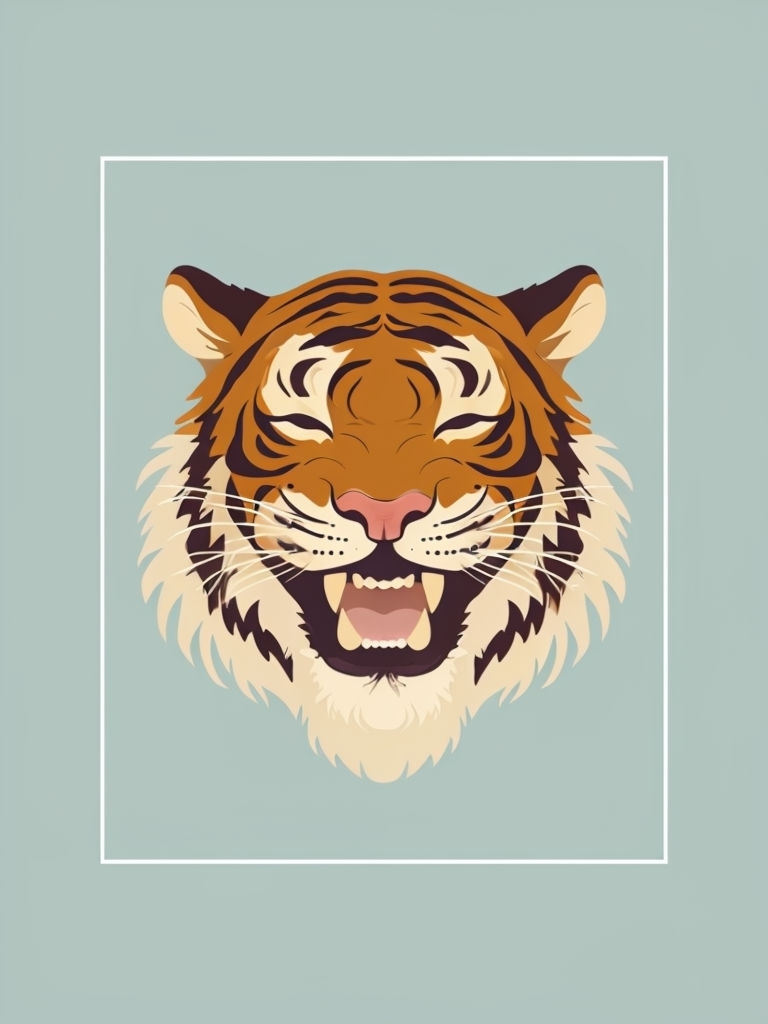 Cheerful Playful Tiger Face Illustration T-Shirt