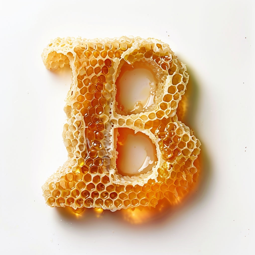 Elegant Beeswax Honeycomb Letter B Monogram Design